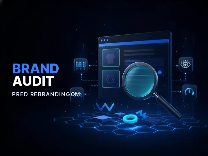 Brand audit pred rebrandingom znázornený ako kontrola nekonzistentných značkových prvkov